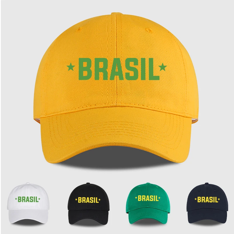 Boné de beisebol com estampa “BRASIL” para fãs do Brasil – Chapéu de sol unissex ajustável para entusiastas de futebol – Presente para o Dia dos Pais