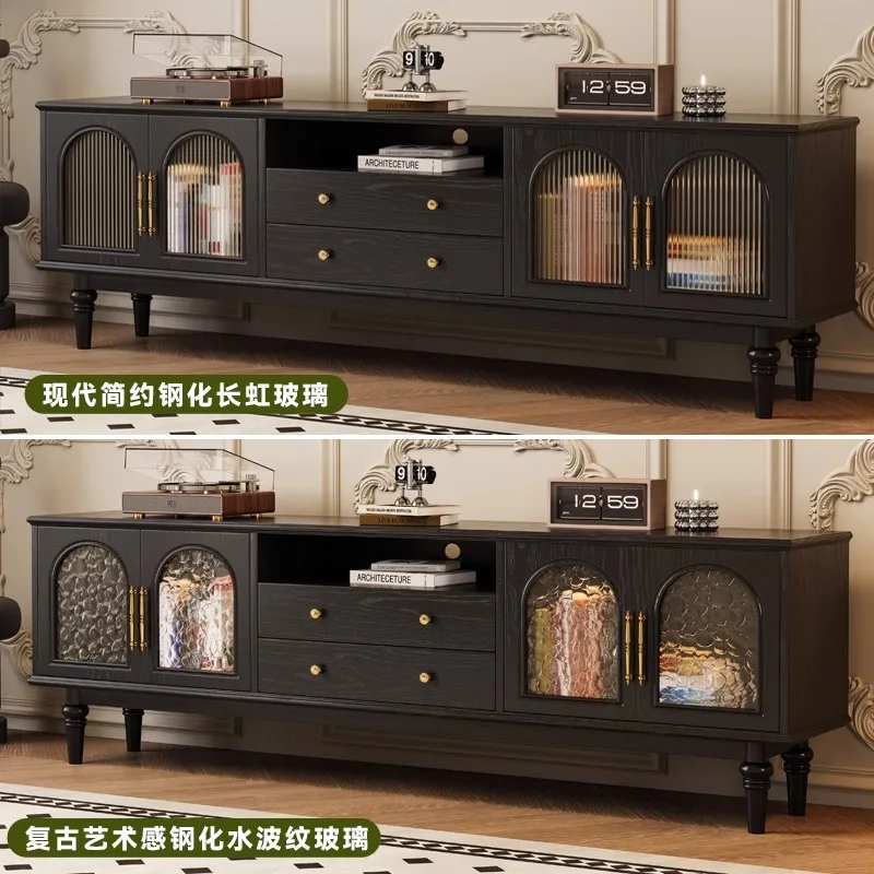 vintage TV cabinet, living room and home use with a light luxury and high-end feel black small bedroom solid wood