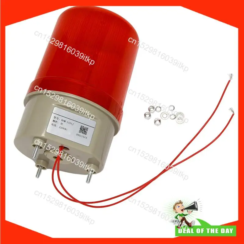 August 4X Industrial Flashing Sound Alarm Light,BEM-1101J 220V Red LED Warning Lights Acousto-Optic Alarm System Rotating Light