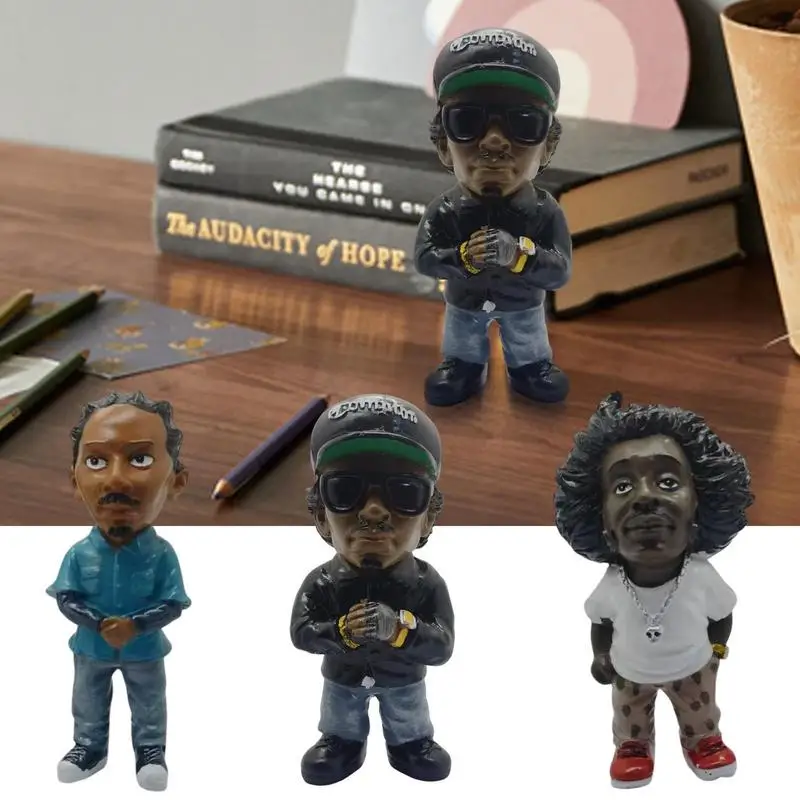 1Pcs Hip Hop Funny Rapper Bro Figurine Statue Set Mini Resin Figures Ornaments For Home Indoor Outdoor Party Decorations