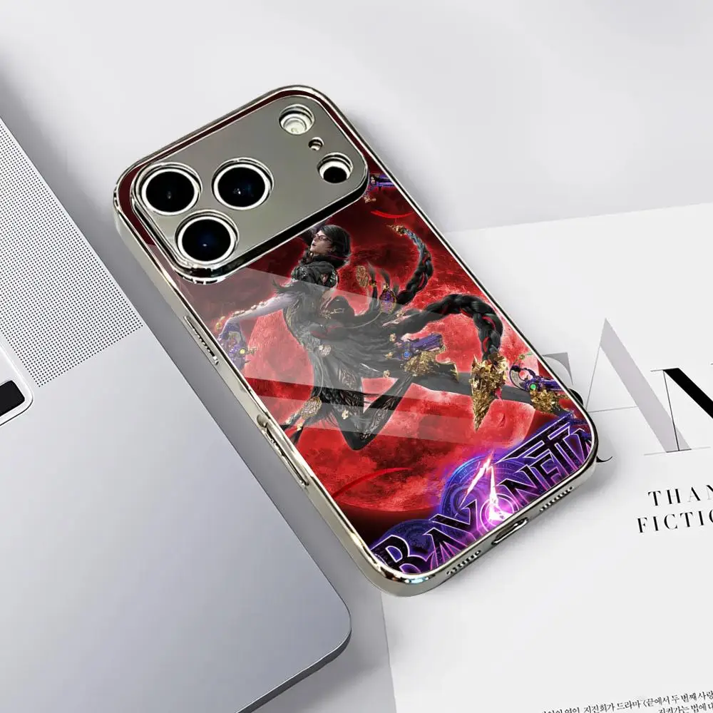Video Game B-Bayonetta 3 Phone Case For IPhone 17 16 15 14 13 12 Pro Max Plus Electroplated Metal Bumper Shockproof Case