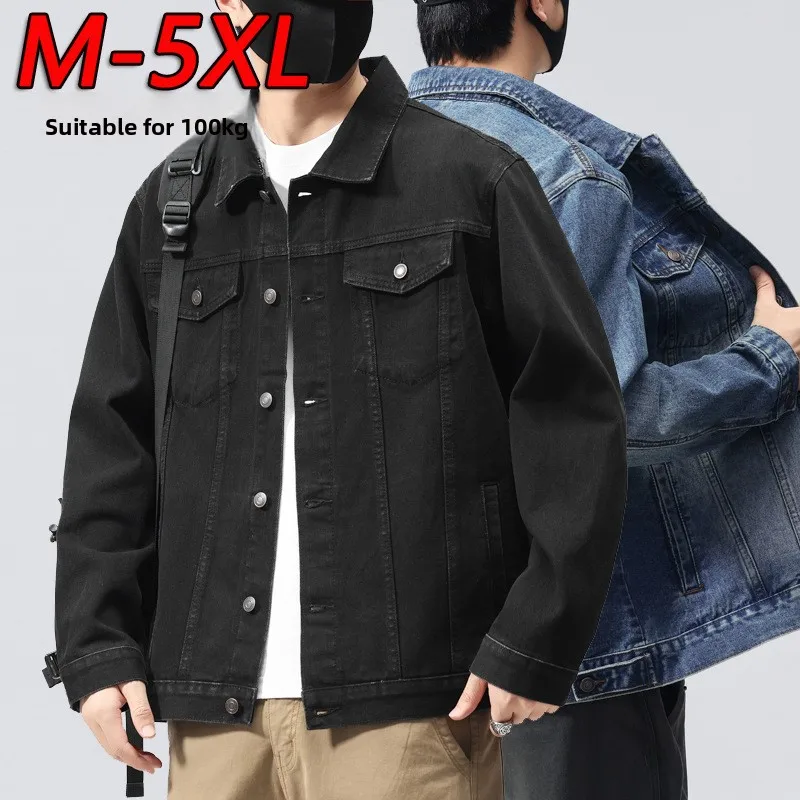 

High Quali Men's Denim Jaet Spring Autumn Workwear Retro Bla Lapel Jaet Cross-Border Bestseller Quali Top irt