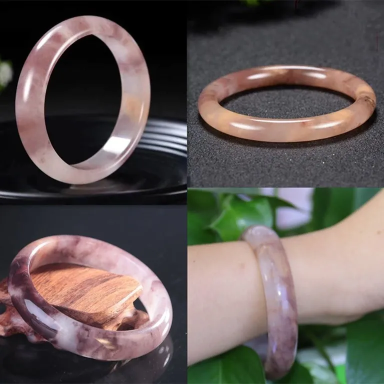

Natural Gold Silk Jade Purple Bracelet Round Bar And Flat Strip Bangle For Women's Gifts Jewelry Drop Shipping