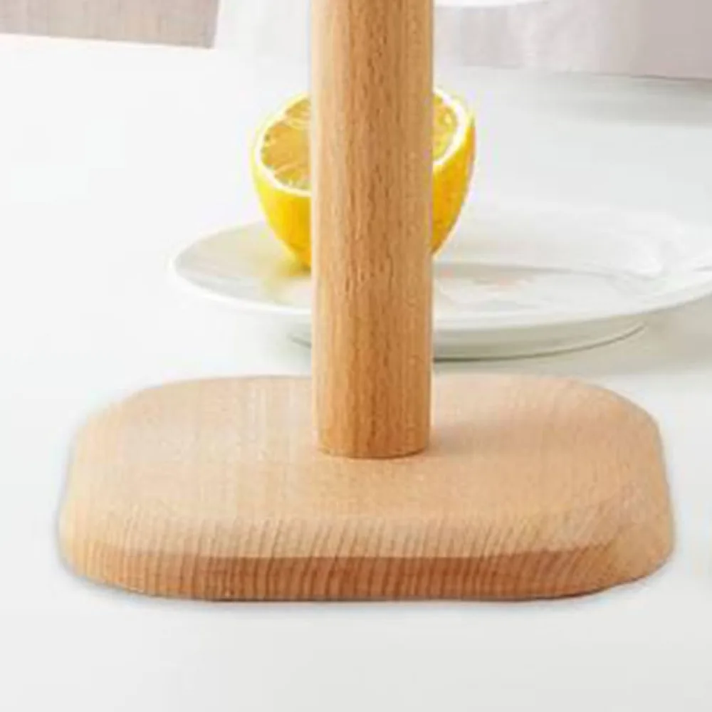 Solid Wooden Paper Towel Holder Square Base 5.31×5.31×12.20in Tissue Roll Stand Easy Assembly Paper Towel Dispenser Dining Table