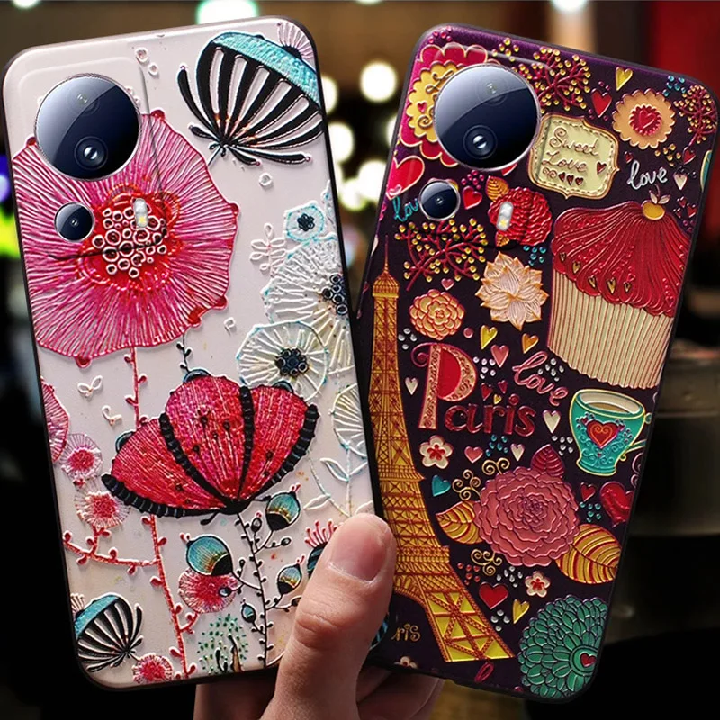 3D Flower Relief Silicone Case for Xiaomi Mi 11 Lite 5G NE A3 9Lite Cover Emboss Soft Bumper for Xiaomi 13 Lite Poco M4 Pro 4G