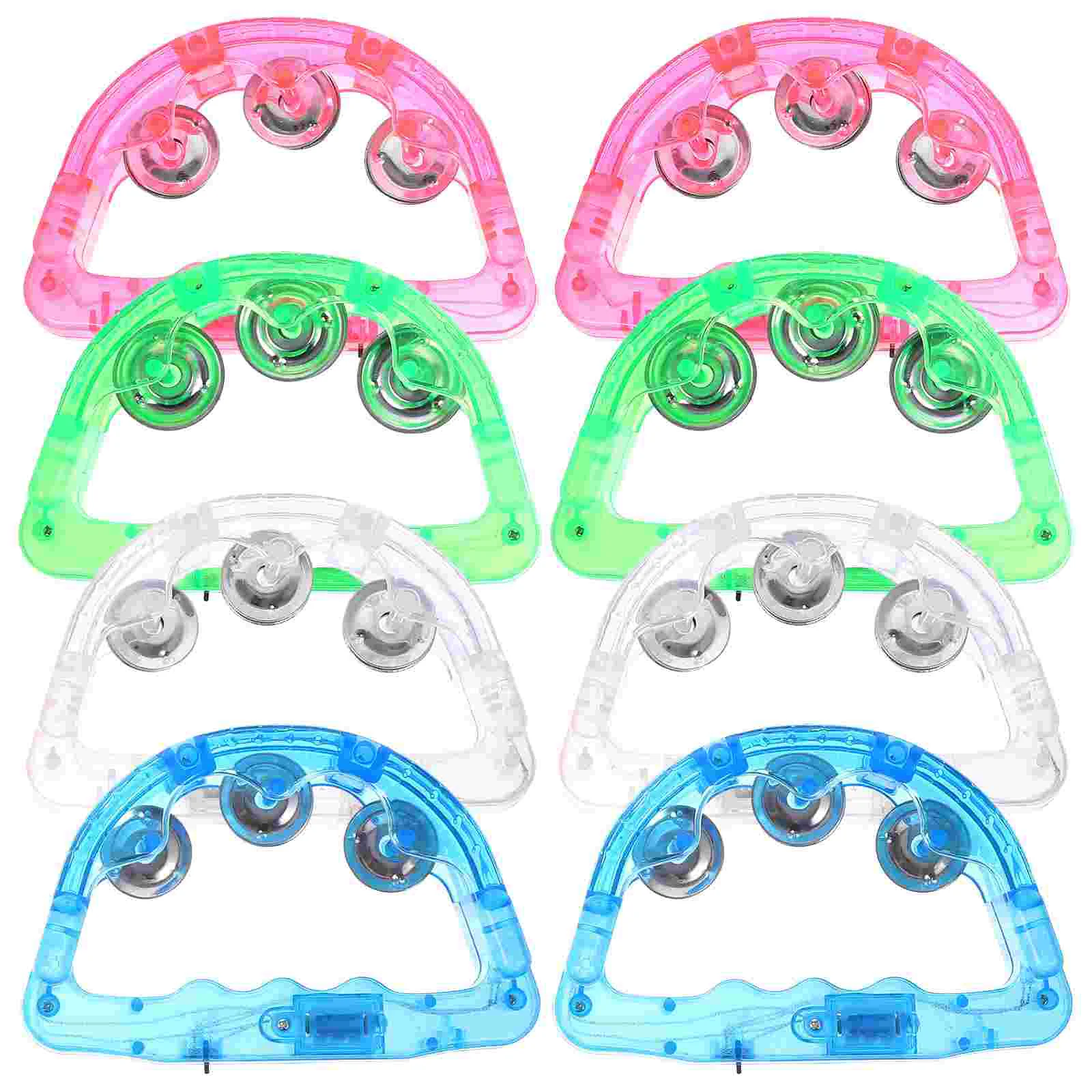 8 Pcs Flash Rattle Evening Party Stage Props Flashing Supply Handbell Luminous Tambourine Plastic Child