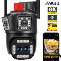 8K 16MP WiFi Outdoor Camera Four Lens 12X Zoom PTZ Video Cameras Auto Tracking Security Protection Waterproof Surveillance CCTV