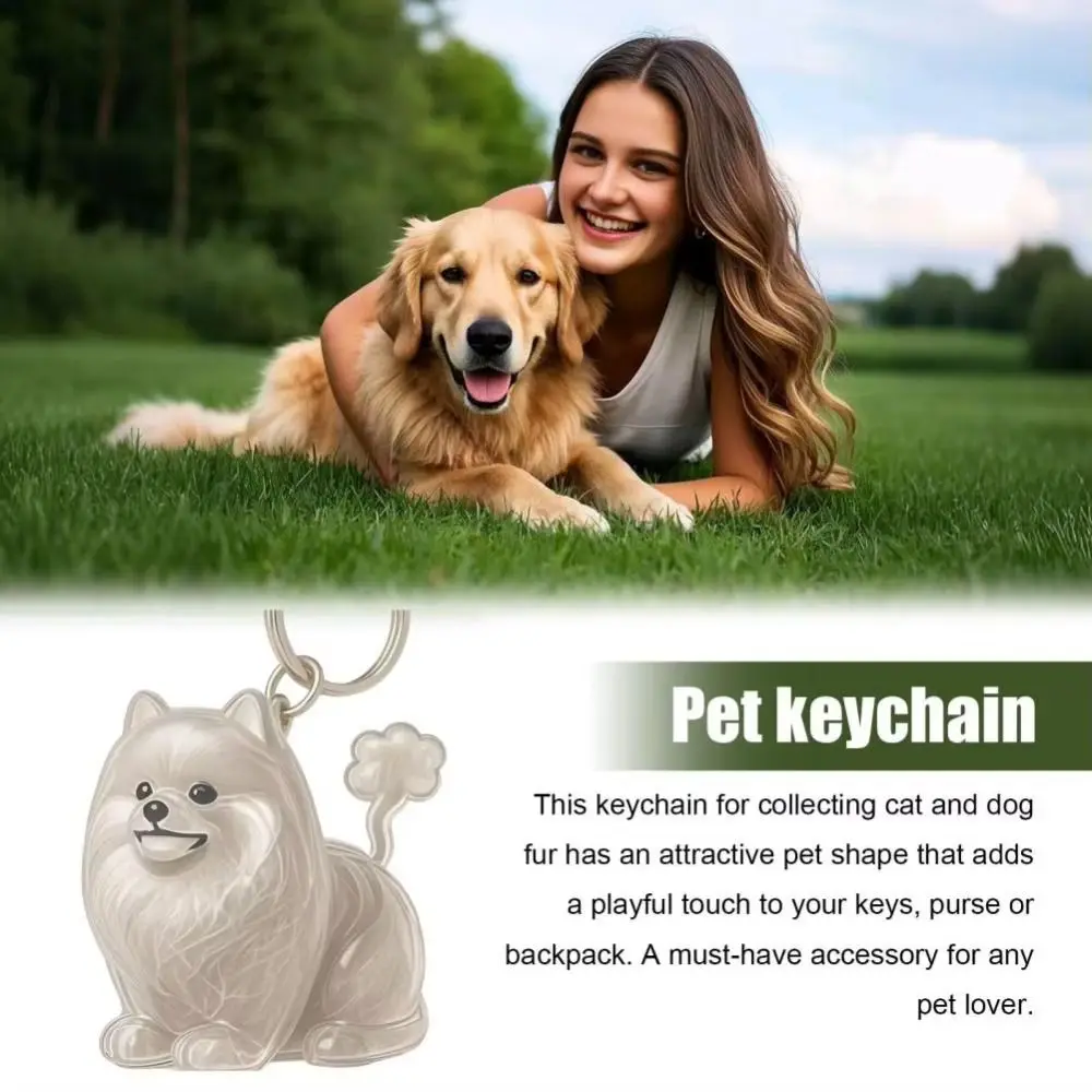

Hanging Decor Dog Shape Dog Hair Storage Box Transparent Hair Grooming Pet Hair Keychain Acrylic Keyring Puppy Pendants Backpack