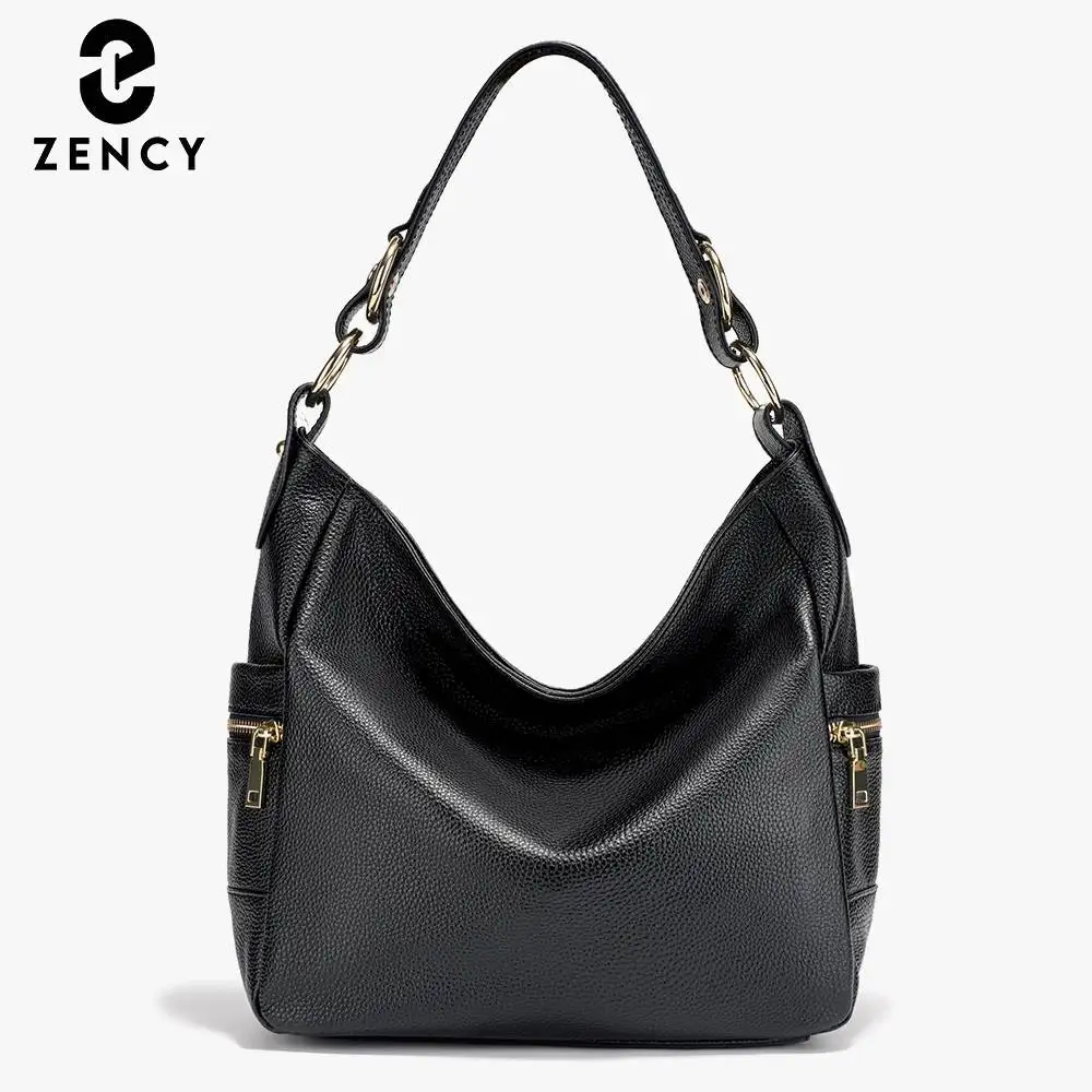 

Zency Elegant 100% Genuine Leather Women Hobo Handbag Shoulder Bag Large Capacity Lady Zipper Red Purse Crossbody Bags Designer
