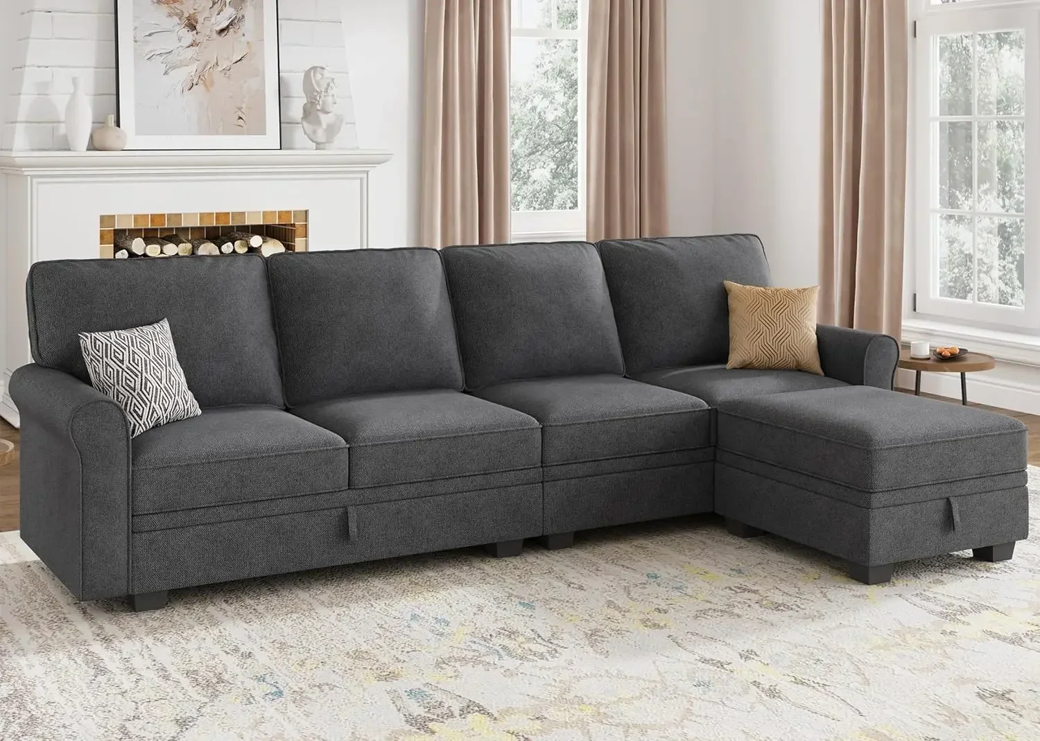 

Sectional Couch with Storage Seat L Shaped Sectional Couch with Reversible Chaise Small Sectional Couches for Living Room