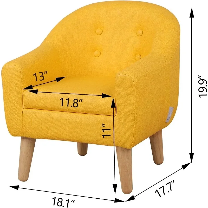 Getifun Single PVC Kids Sofa Chair, Toddler Sofa Couch with Wooden Legs, Ideal Children Armchair for Children Gift (Yellow)