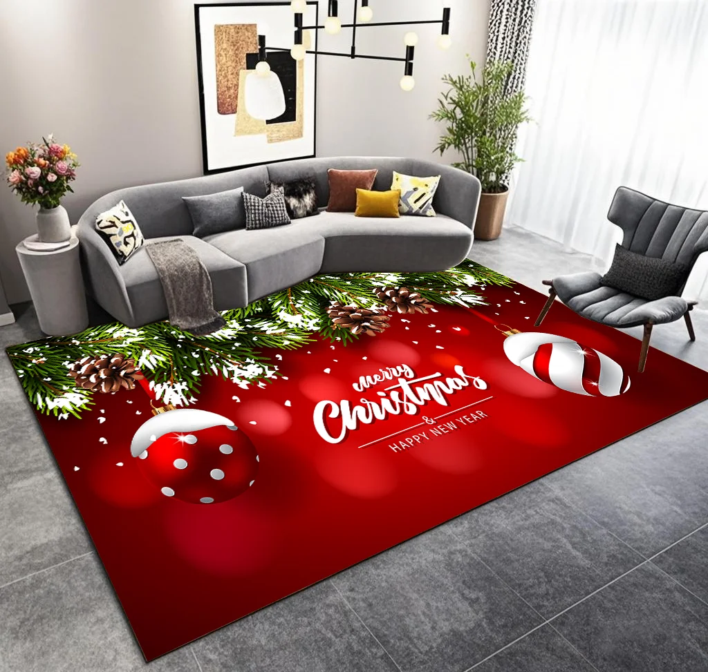 

Рождественский нескользящий роскошный коврик большой площади для гостиной, теплый мягкий декор комнаты, ковер для спальни, моющийся коврик для журнальных столиков, настраиваемый