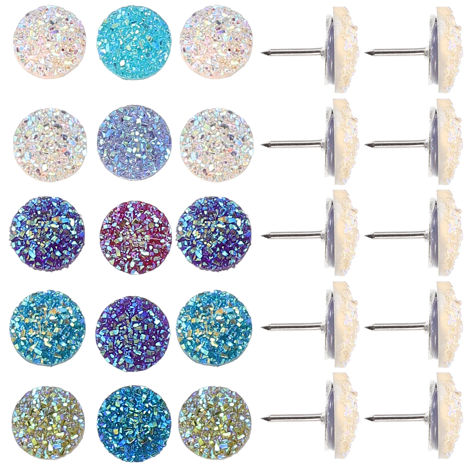 

30pcs Diamond Thumb Tacks Shining Pushpins Artificial Decorative Small for Board Cork Accessories Home Supply Multi Function