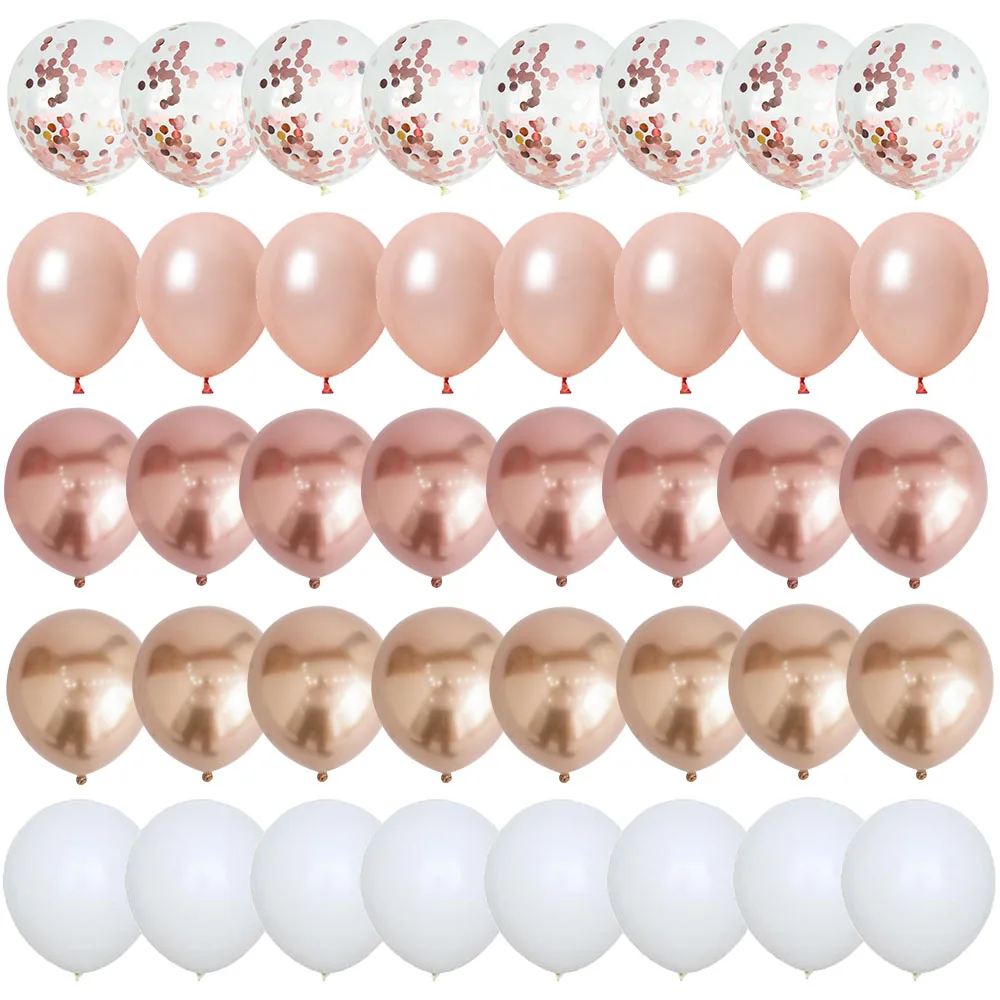 40pcs 12inch Rose Gold Confetti Latex Balloons Happy Birthday Party Decorations Kids Adult Boy Girl Baby Shower Wedding Supplies