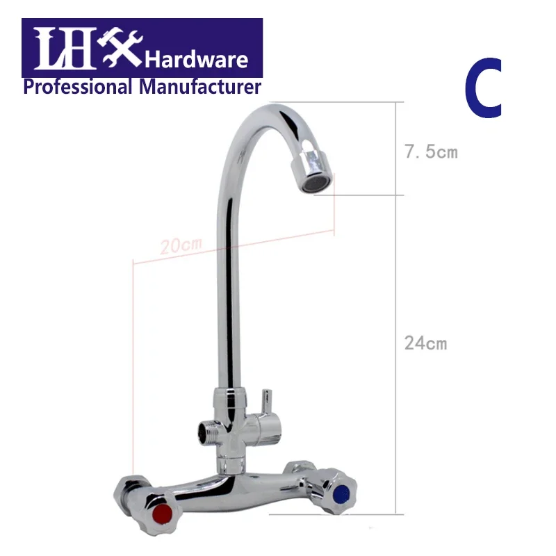 Water Tap for Kitchen Faucet Bathroom Shower Hot and Cold Mixer with Red Blue Coded Home Hardware LHX XY109 DIY C