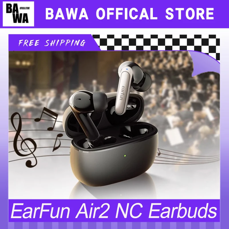 

EarFun Air2 NC Earbuds Wireless Bluetooth5.3 IPX5 Active Noise Reduction HI-FI Earphone Dynamic Spatial Sound Field Headphones