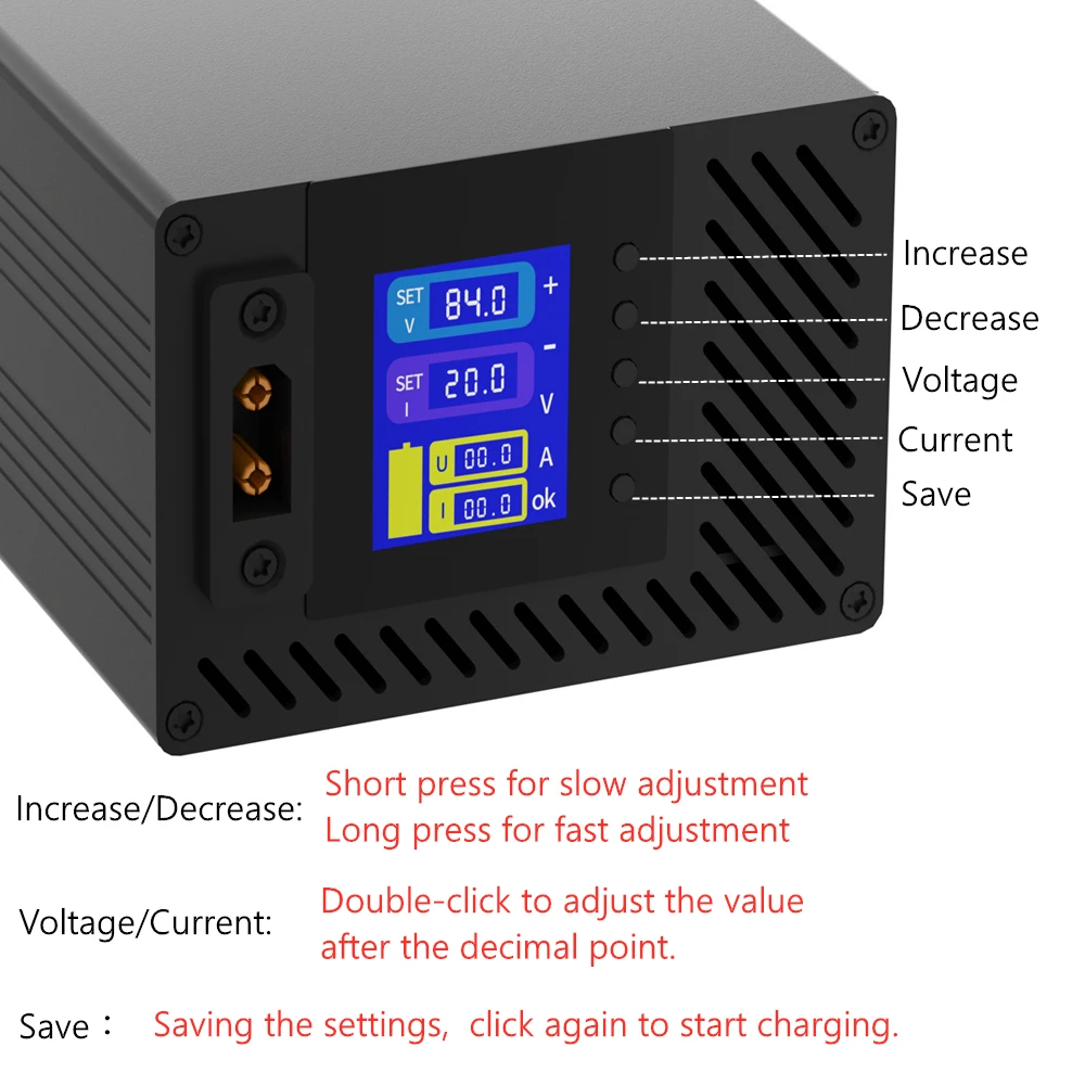20A 24V 42V 48V 58.4V 72V 60V 84V 리튬이온/리튬인산철 배터리 충전기 전류 조절 10S 13S 54.6V 고속 충전 8S 16S 20S…