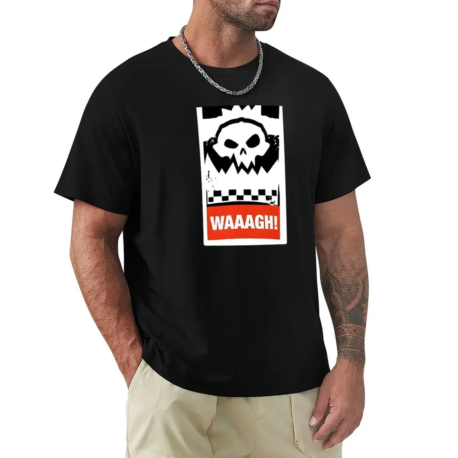 Plain new edition vintage for a boy oversized t shirts for men Ork Waaagh! Wargaming Meme Male printing tee tops heavyweight