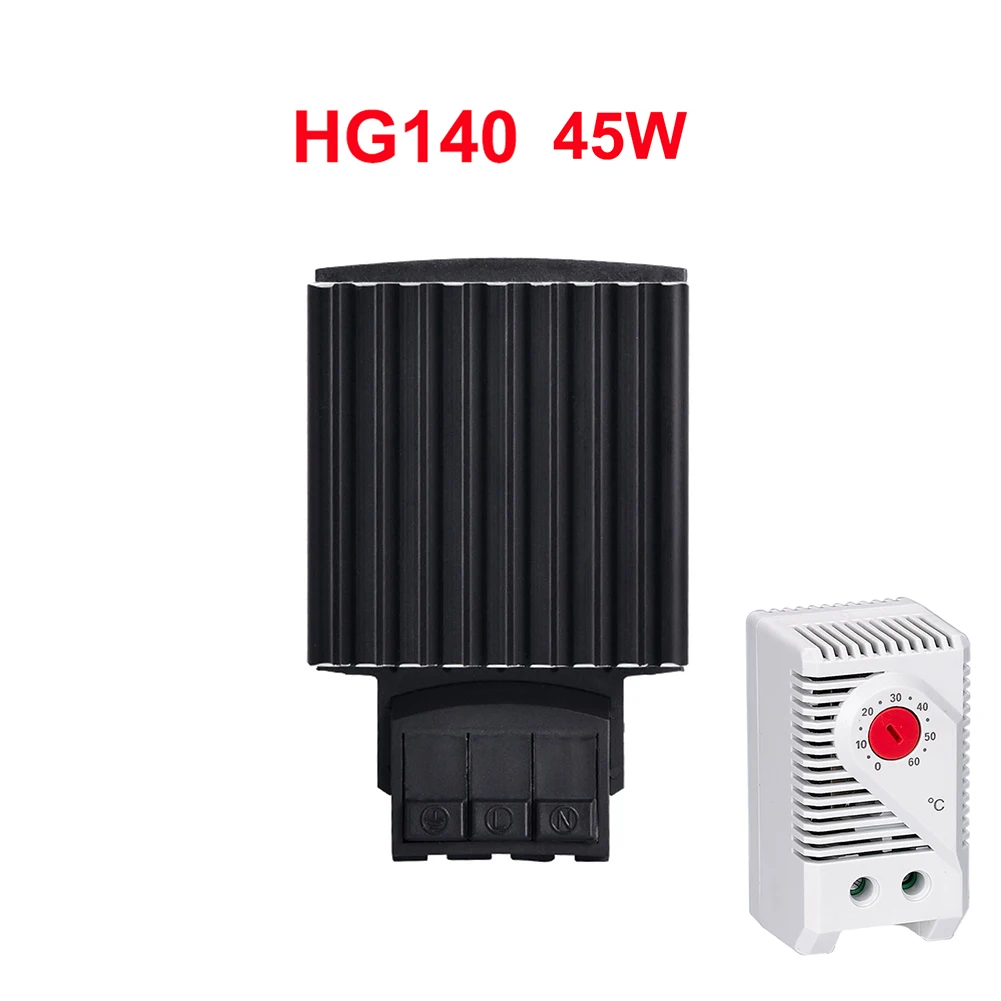 HG140 15W 30W 45W 60W 75W 100W 150W Industrial Cabinet 35mm Din Rail Type Fan Heater PTC Sermiconductor Thermostat with NC KTO