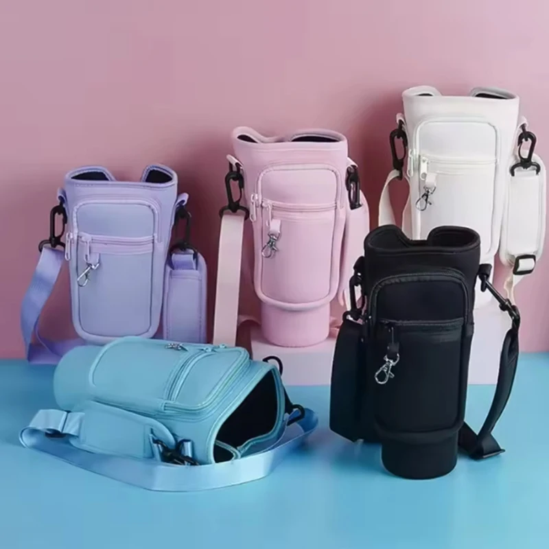

40oz Neoprene Water Bottle Carrier with Adjustable Shoulder Strap Water Bottle Bag Holder Pouch for Stanley Quencher Cup Sleeve