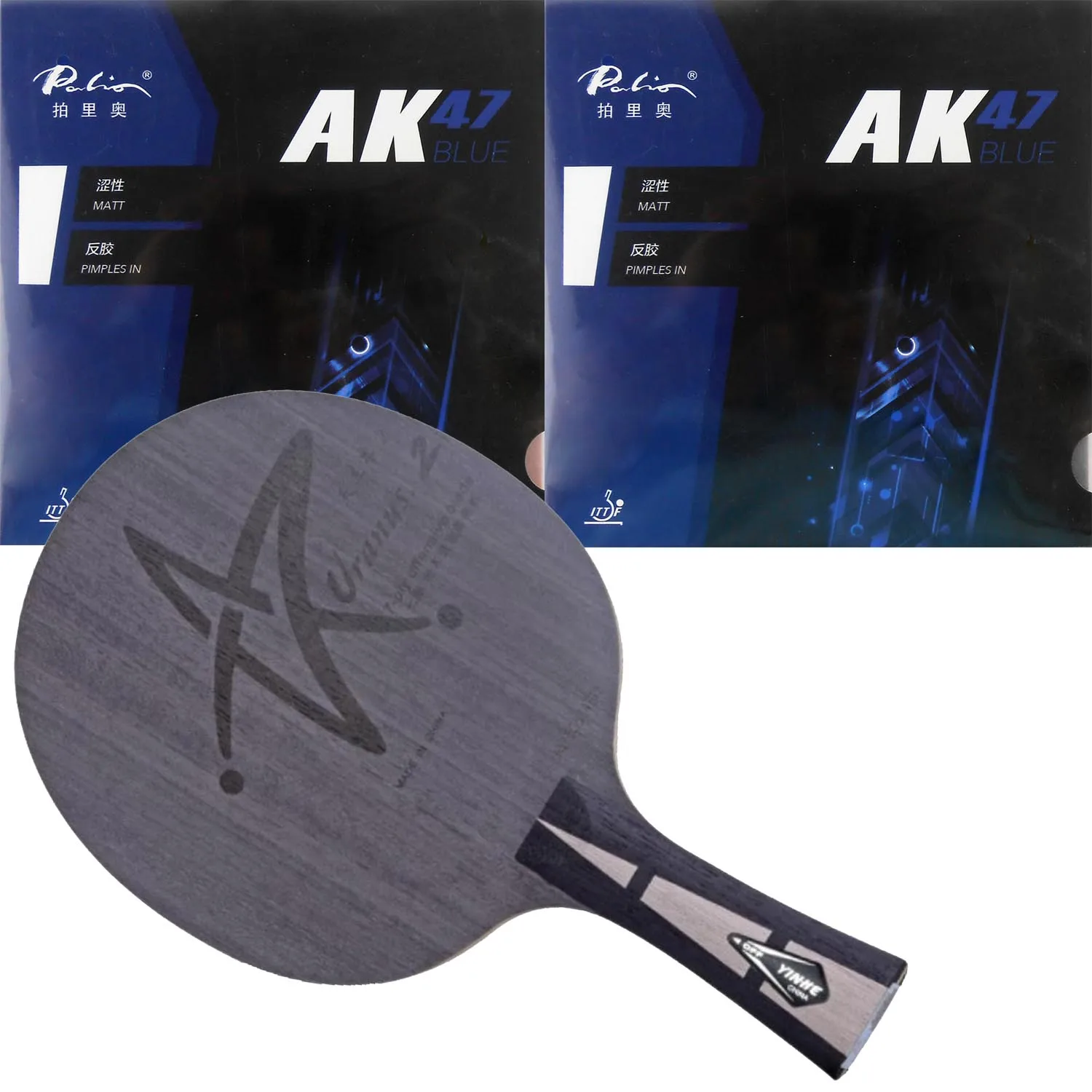 

Yinhe U-2 U2 U 2 table tennis blade with 2X AK 47 ak47 BLUE Matt Pips-in Table Tennis Rubber With Sponge