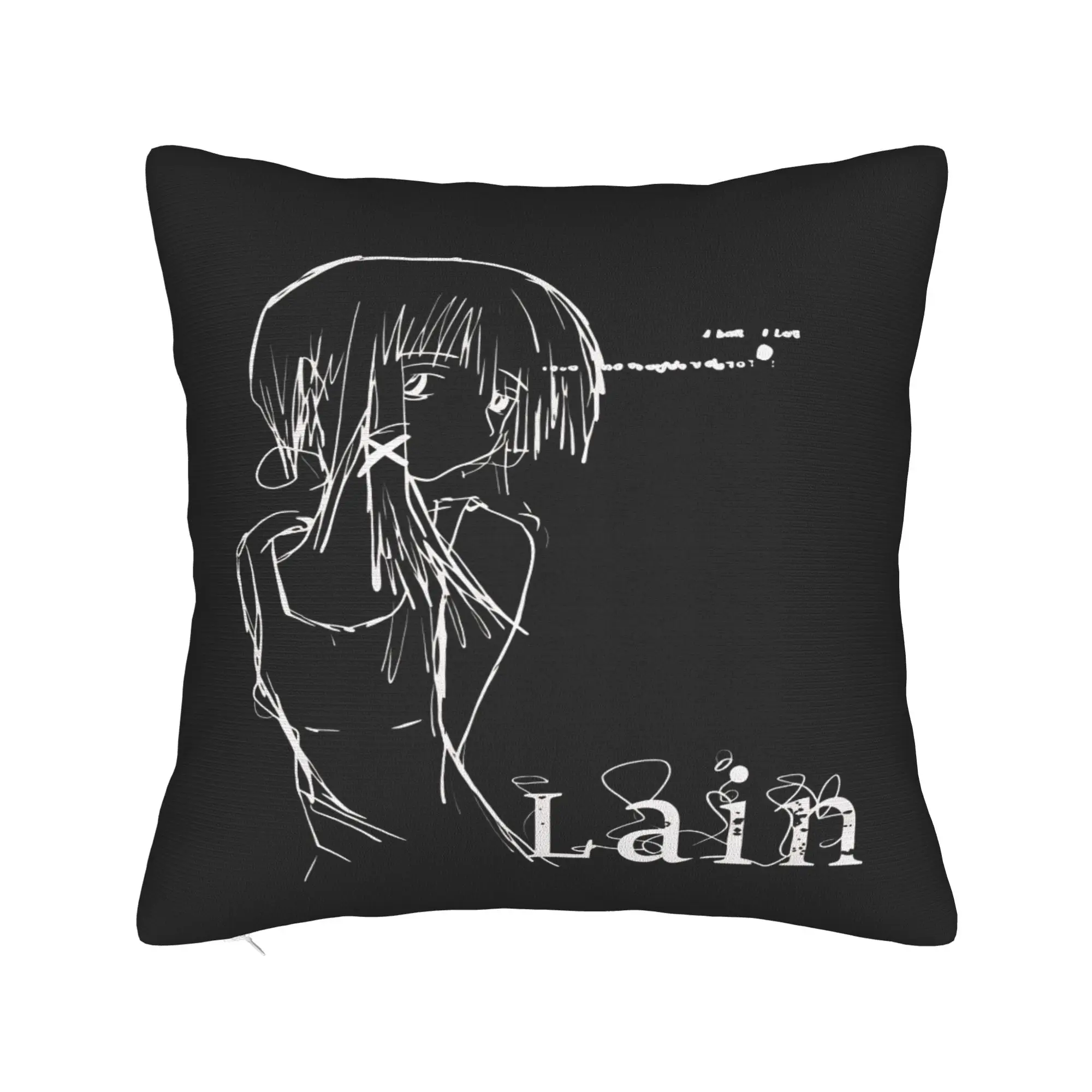 Anime Serial Experiments Lain Pillow Cover  Graphic Cushion Cover Funny Pillow Case For Living Room Sofa