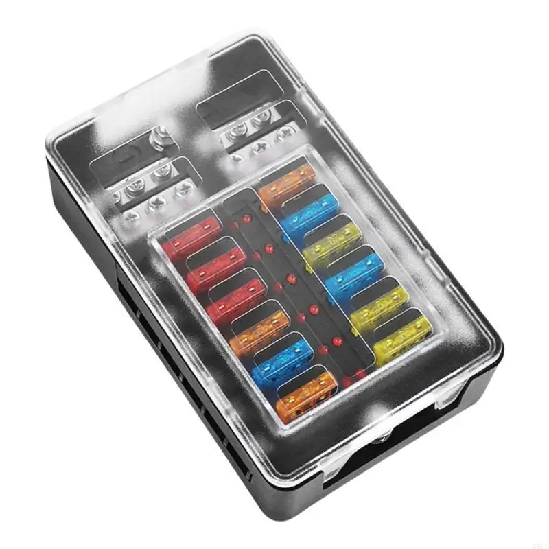 Multiple Circuit Fuses  Block Heat Resistant ABS 6 Way/12 Way Automotive Fuses  Box Simple Installation for Car Modifica R6FB