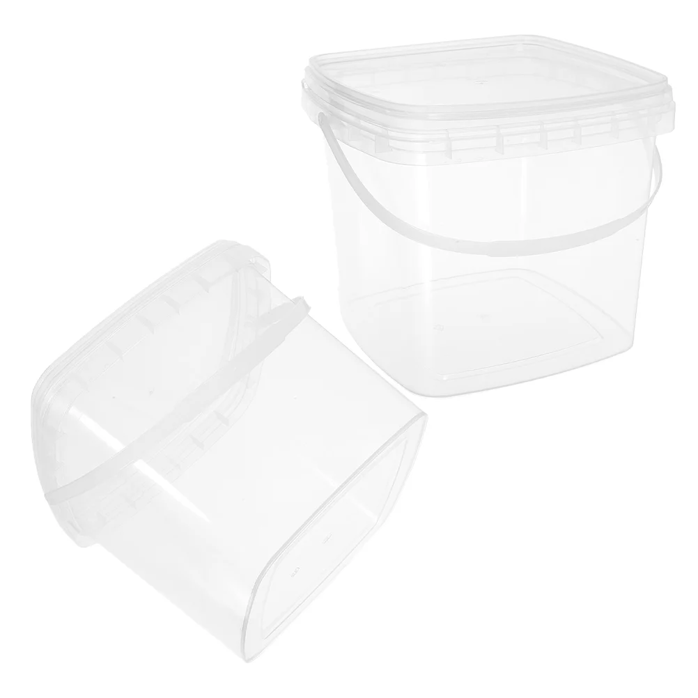 

2 Pcs Portable Plastic Bucket Buckets Farm Water Storage Barrel Empty Pp Lightweight with Lid Square Small