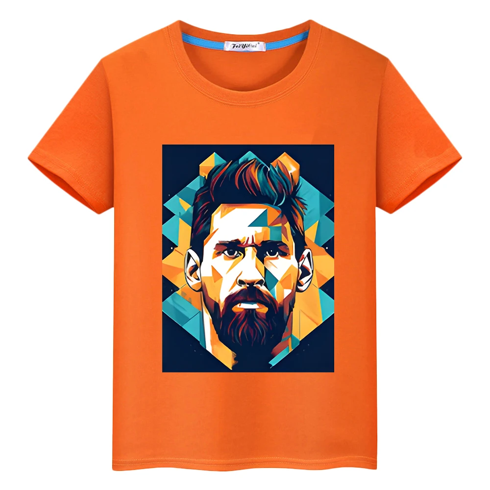 أطفال ملابس الفتيات كرة القدم ميسي الرمزية طباعة 100% القطن تي شيرت عادية قصيرة الكرتون القمم الصبي Kawaii أنيمي تيز y2k قطعة واحدة