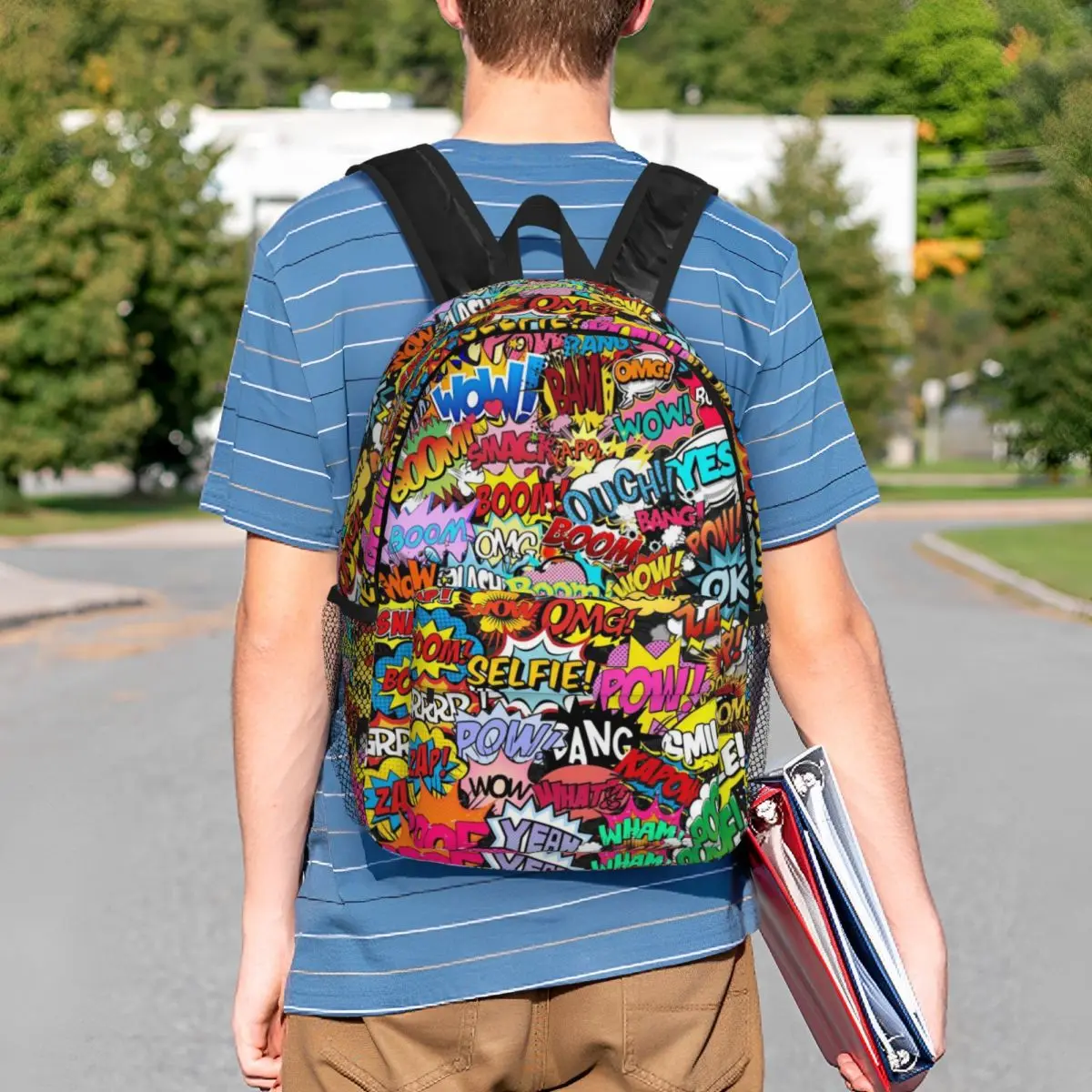 Fun Street Graffiti Comic Pop Art Backpack Student Boys Girls BookBag Men Women School Bag Laptop Shoulder Bags
