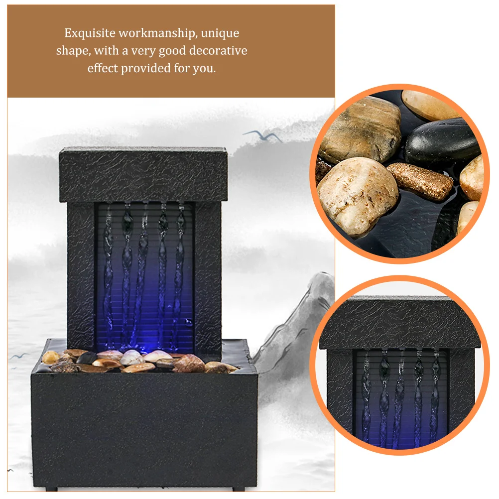 

Creative Desktop Fountain Mini Waterfall LED Light Office Relaxation Zen Indoor Outdoor ABS Pebble Artistic Stylish Home