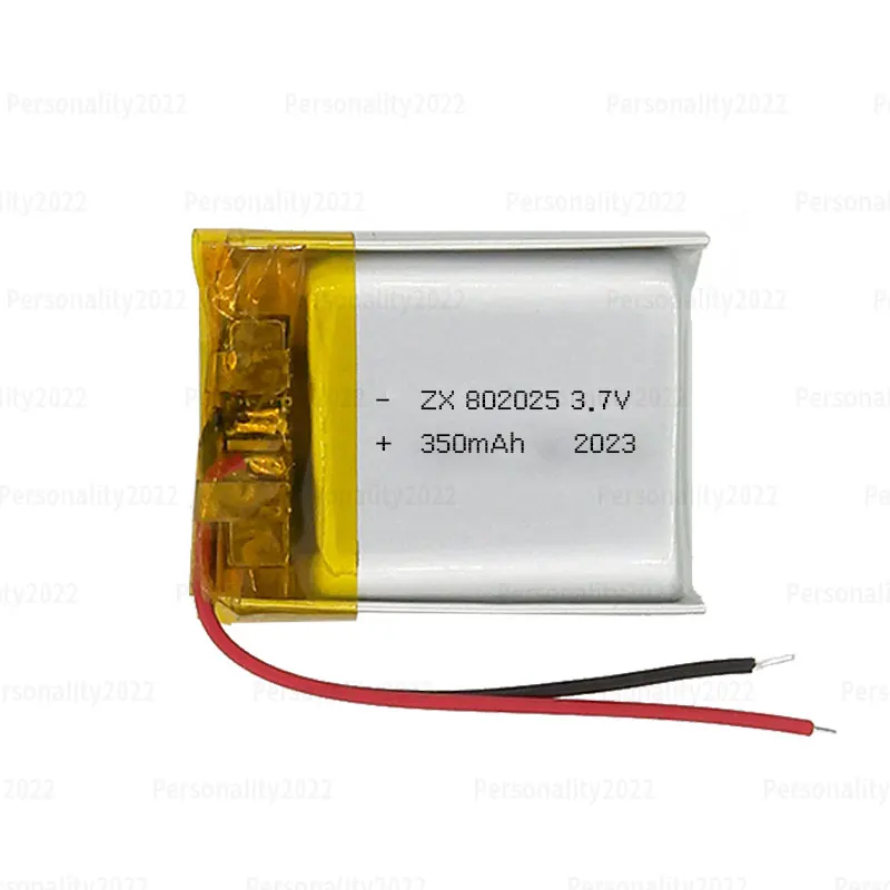 802025 350mAh Lipo Battery 3.7V Lithium Polymer Batteries for Beauty Instrument Bicycle Tail Light Pet Locator Bluetooth Speaker