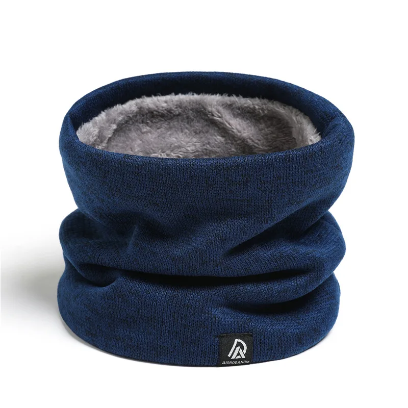 Unisex Solid Cashmere Plush Warm Winter Ring Scarf Women Men Knitted Full Face Mask Snood Neck Scarves Bufanda Thick Muffler Ne