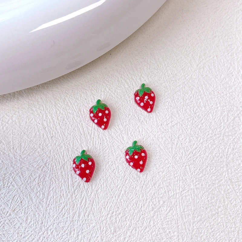 50Pcs 10*10mm Resin3D Mini Cherry Watermelon Gems Flatback Figurines  Cabochon Scrapbook Wedding Applique Home Nail Decor Crafts