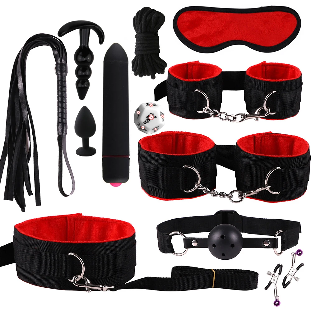 Nylon Exotic Sex Products For Adults Games Bondage Gear BDSM Kits Handcuffs Sex Toys Whip Gag Tail Plug Women Sex Accessories