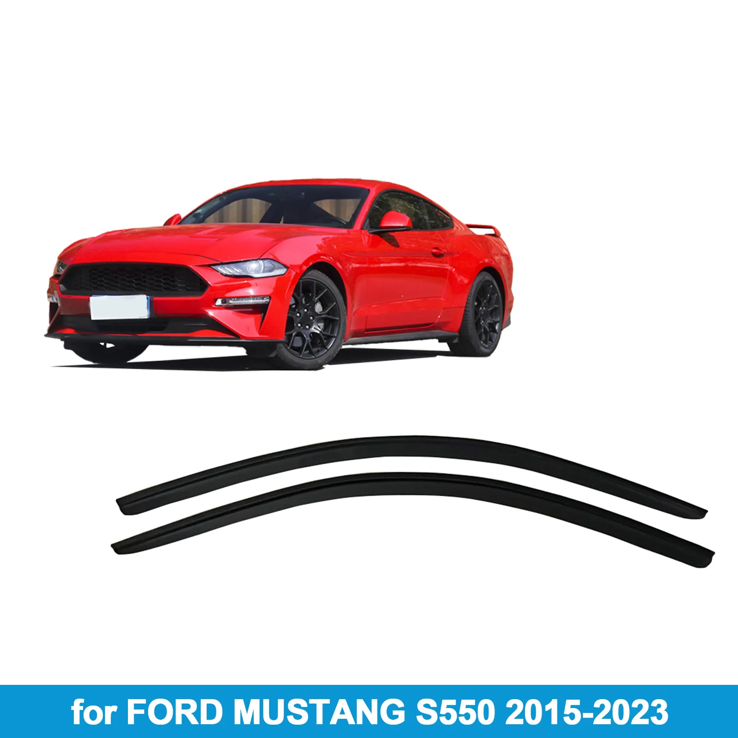 

Window Visor for FORD MUSTANG S550 2015-2023 Rain Guard Side Vent Deflector Weathershield Outside-Mount Tape On