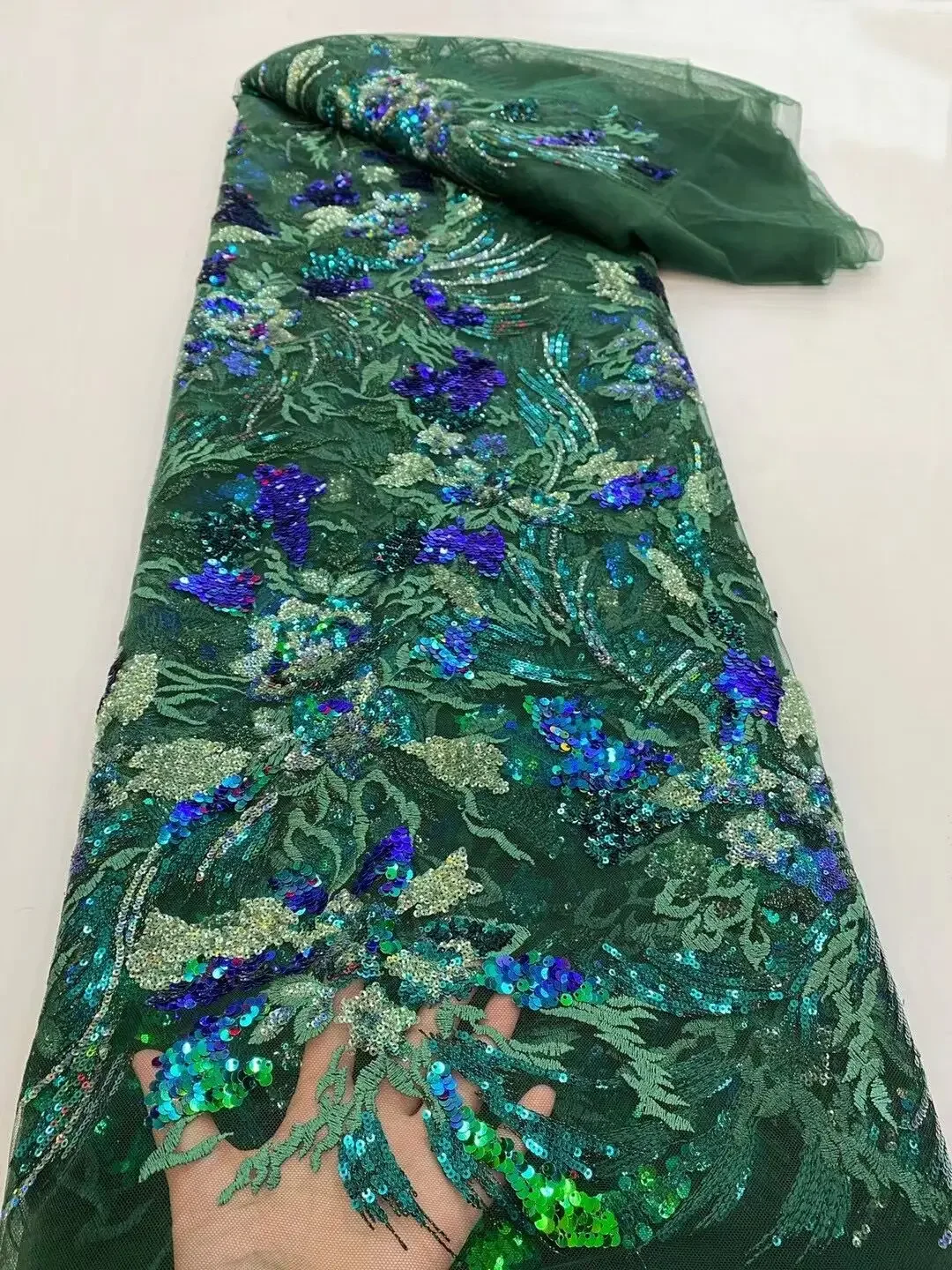 

Green New Arrival African Lace Fabric 2021 High Quality Nigerian Lace Fabric French Tulle Lace Fabric/Guipure Cord Lace Fabric