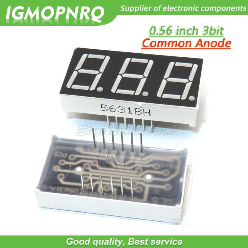 5 Stück Digitales Röhrensegment gemeinsame Anode Rot 3 Bit digitale Röhre 0,56 Zoll rote LED-Anzeige 5631BS Digitale Röhre