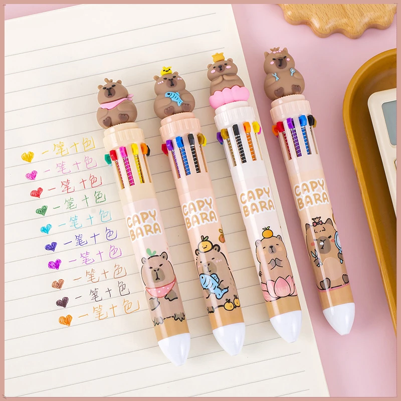 24-Pack Creative Capybara Animal Ten-Color Ballpoint Pens As Perfect Gifts for Friends and Family