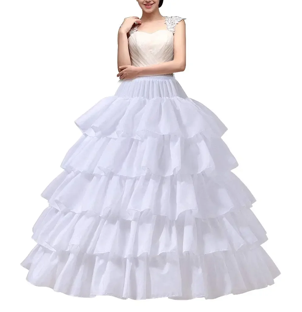 Crinoline Petticoat 4 Hoop Ball Gown Skirt Slips Long Underskirt for Wedding Bridal Dress