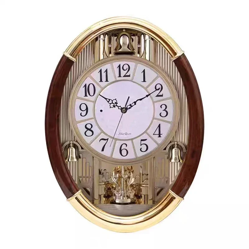 

European retro wall living room hour clock wall home creative oval silent creative quartz clock