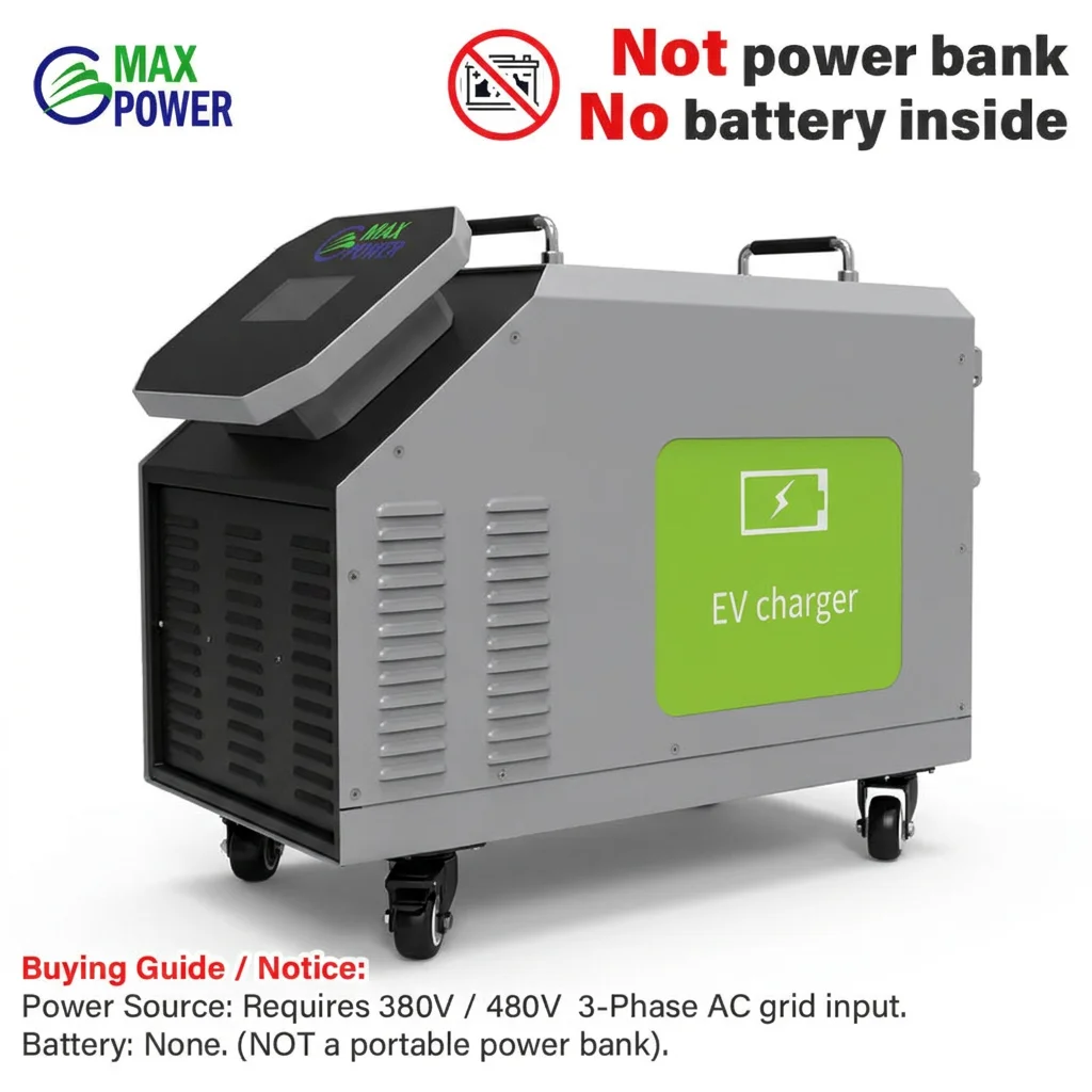 High Quality OEM ODM 480V 3 Phase AC Power Input Electric Vehicle 20kw DC Portable EV Fast Charger GBT Mobile Charging Station