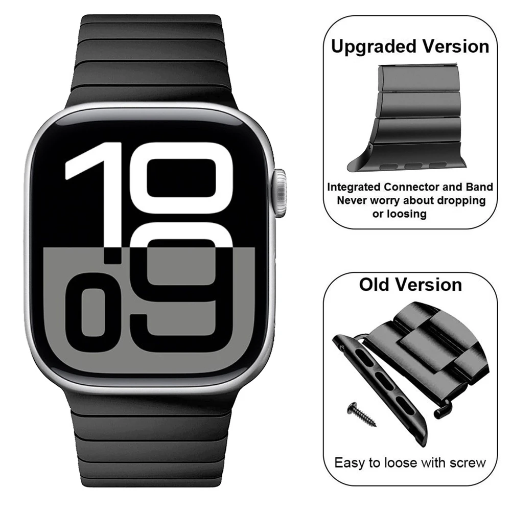 Металлический ремешок для Apple Watch 46 мм, 45 мм, 49 мм, 44 мм, 42 мм, 41 мм, 40 мм, деловой браслет с застежкой-бабочкой iwatch Ultra 10 9 8 7 6 5 4 SE