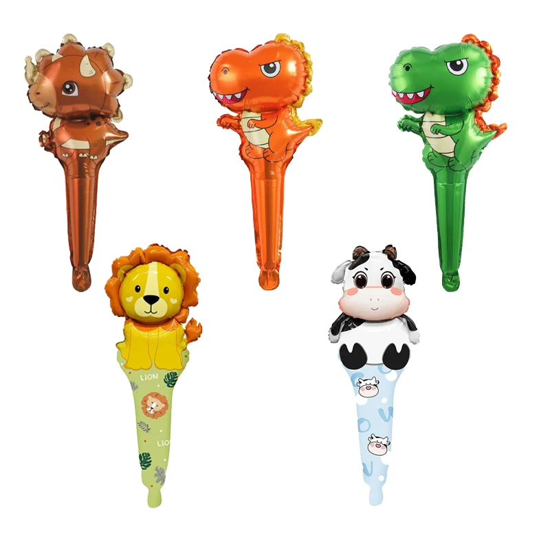 10/30/50 قطعة الكرتون يده الألومنيوم احباط بالونات مجموعة الأسد البقرة حفلة عيد ميلاد ألعاب أطفال مهرجان لوازم يده عصا