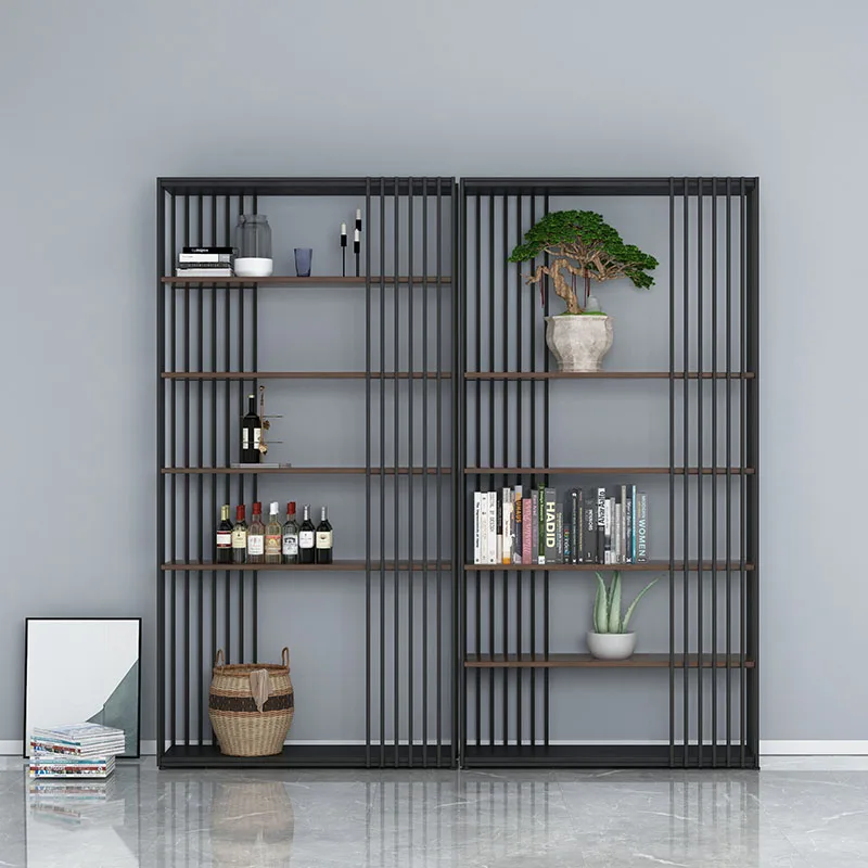 

Nordic wrought iron floor bookshelf, living room creative decoration shelf, room shelf, simple and modern exhibition hall displa