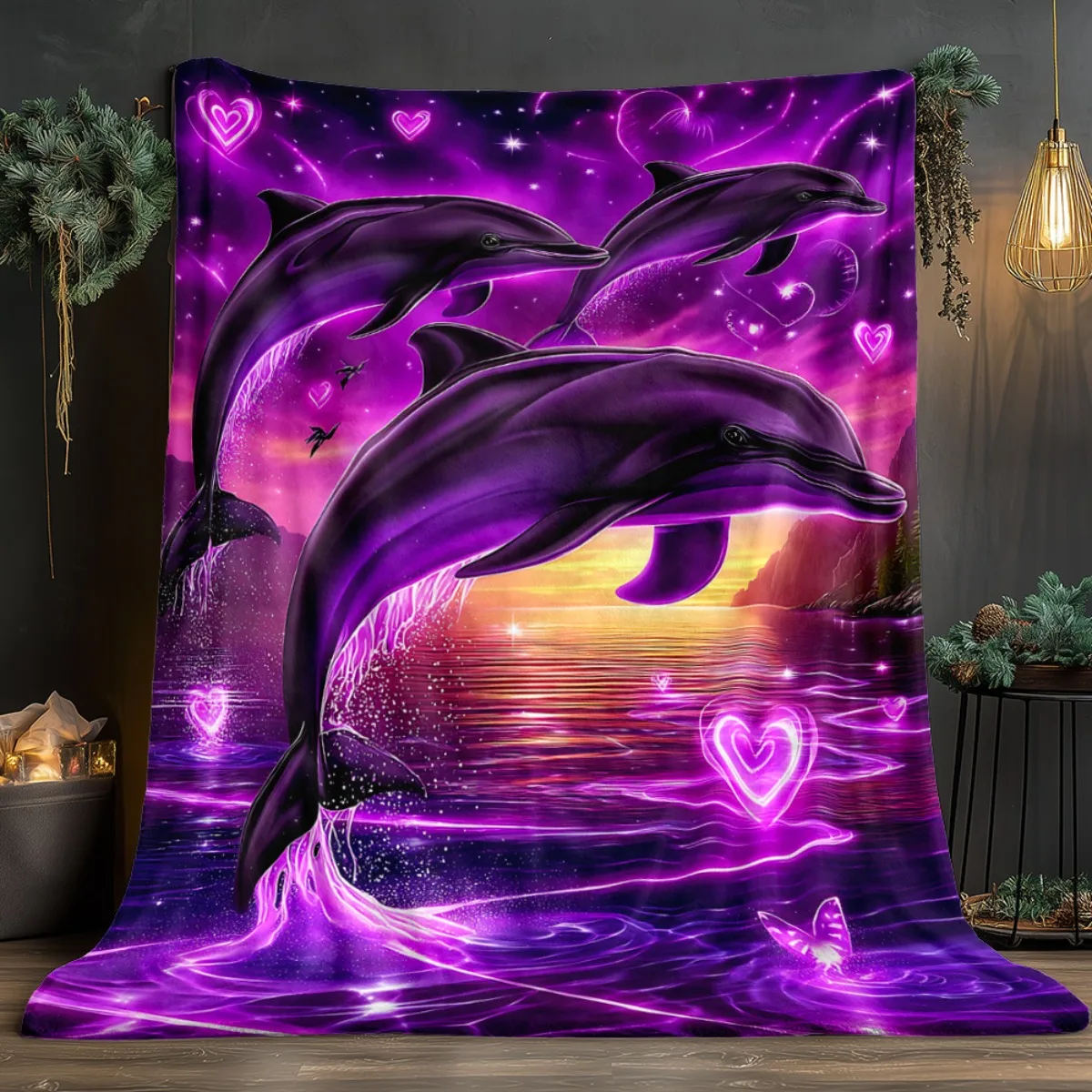 Cute Ocean Animal Blanket Soft Couch Throw Lightweight Bedspread Casual Cozy Home Office Bedding Nap Travel Blankets