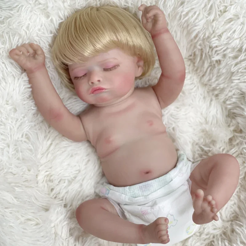 

45cm Already Finished Bebe Reborn Doll Rosalie with Rooted Hair Lifelike Newborn Babies Multiple Layers Skin with Visible Veins