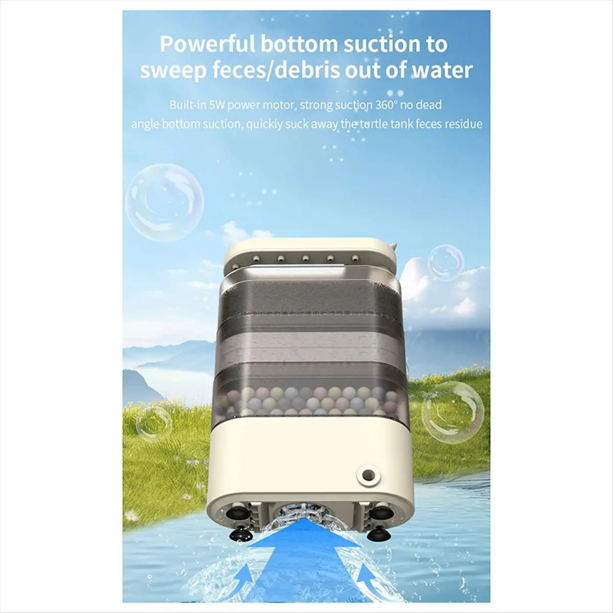 2025+ Turtle Tank Waterfall Filter Low Water Suction Purification Recirculating Filter Box Fecal Clean Up