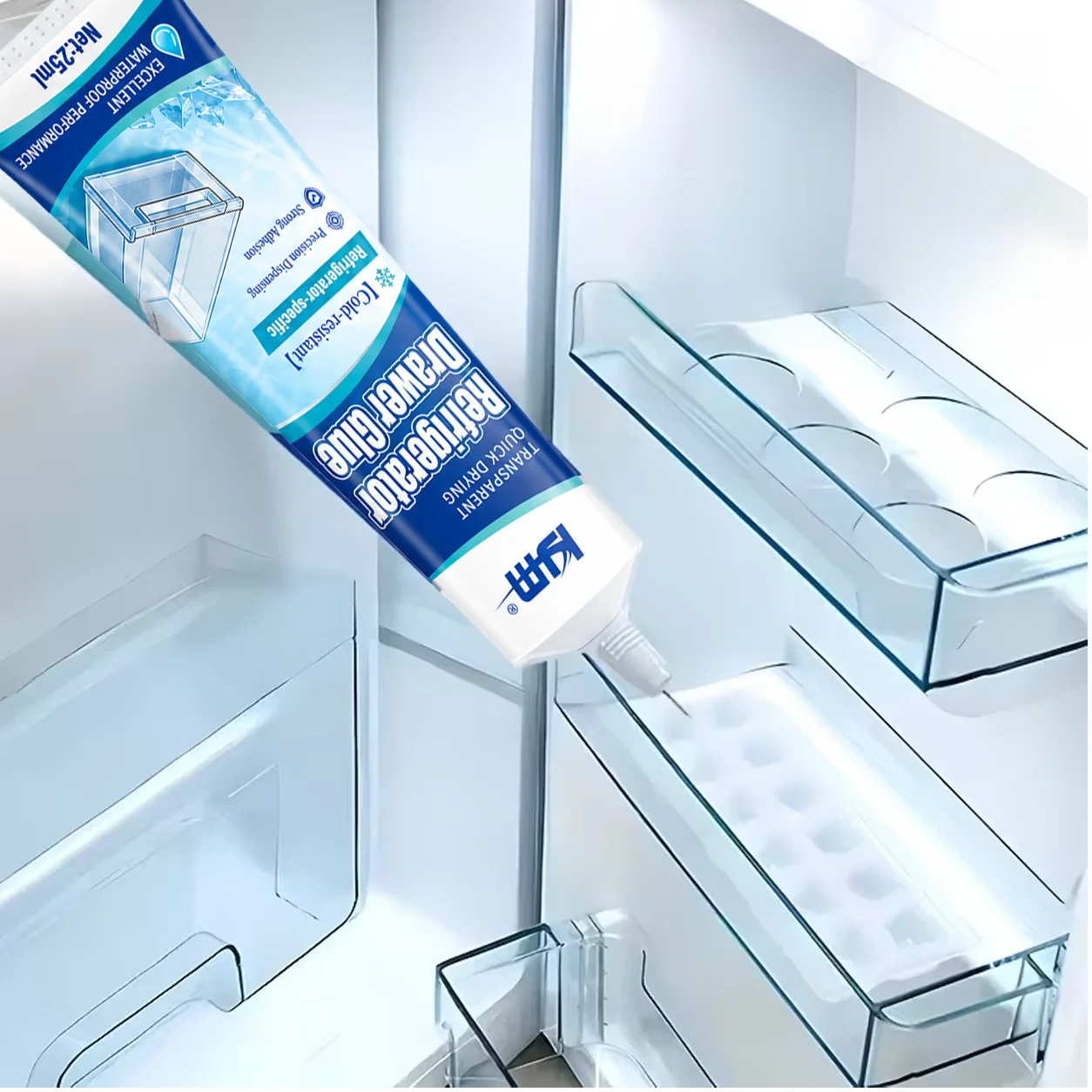 Refrigerator Sealing Repair Glue 25ML Cold Resistant Quick Dry Waterproof Adhesive for Fridge Drawer Door Plastic Glass