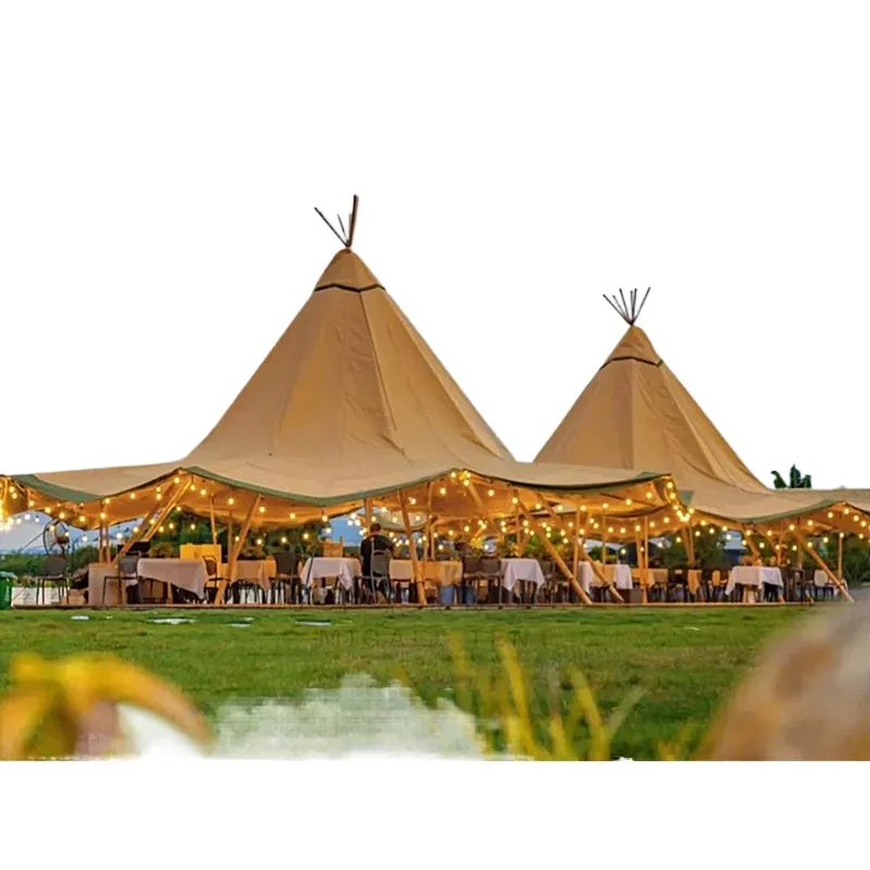 Indian straw hat outdoor camping tent, scenic restaurant camp exhibition rainproof shade tent